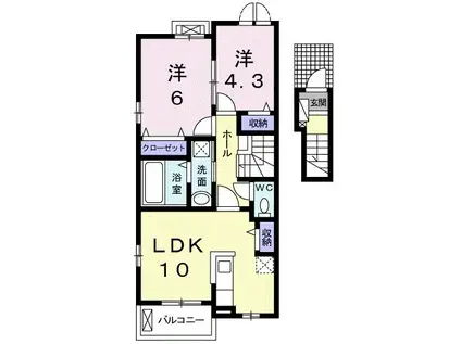 パエゼ ナティーオ(2LDK/2階)の間取り写真