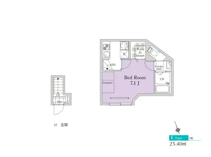 ガーデンテラス四ツ谷(1K/2階)の間取り写真