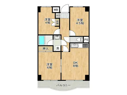 ライオンズマンション調布駅南(3DK/5階)の間取り写真
