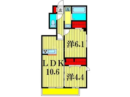 クラーヴォII(2LDK/1階)の間取り写真