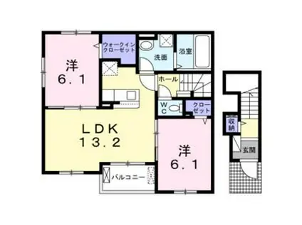 SWISS COTTAGE(2LDK/2階)の間取り写真