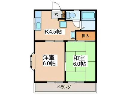 フラワーハイツ(2K/1階)の間取り写真