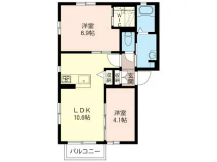 ベルヒルA(2LDK/1階)の間取り写真