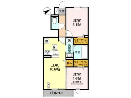 アルコバレーノX(2LDK/1階)の間取り写真