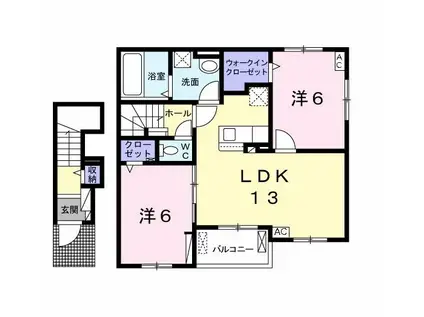 マーサK E(2LDK/2階)の間取り写真