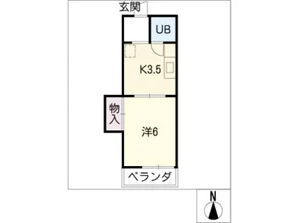今西ビル(1K/2階)の間取り写真