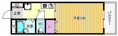 メゾンTOKI(1K/2階)の間取り写真