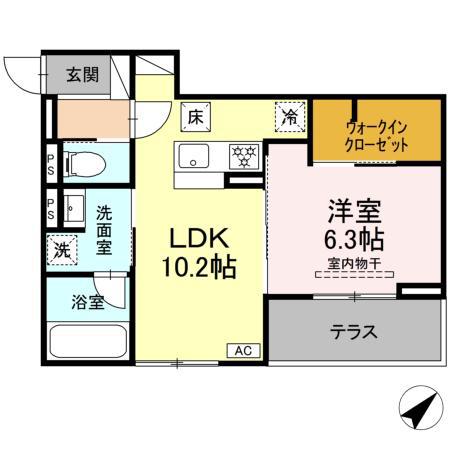 D RIVET 谷田(1LDK/1階)の間取り写真