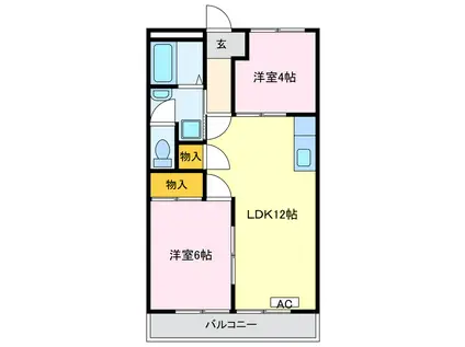 エスポワール幸田(2LDK/2階)の間取り写真