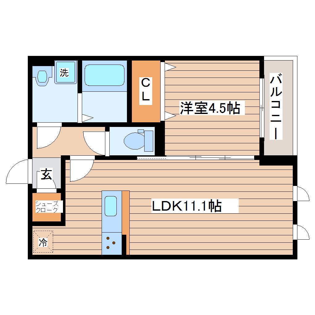 D-ROOM泉崎1丁目(1LDK/1階)の間取り写真