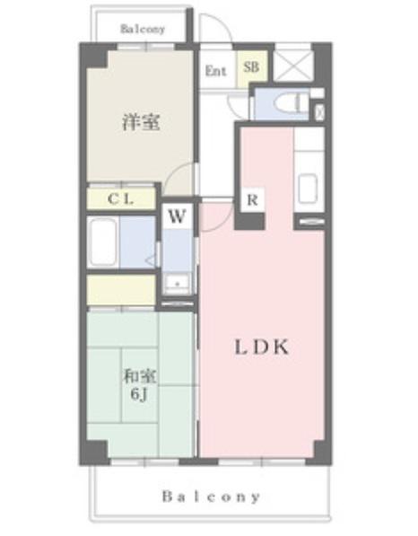 エストマール川名(2LDK/3階)の間取り写真
