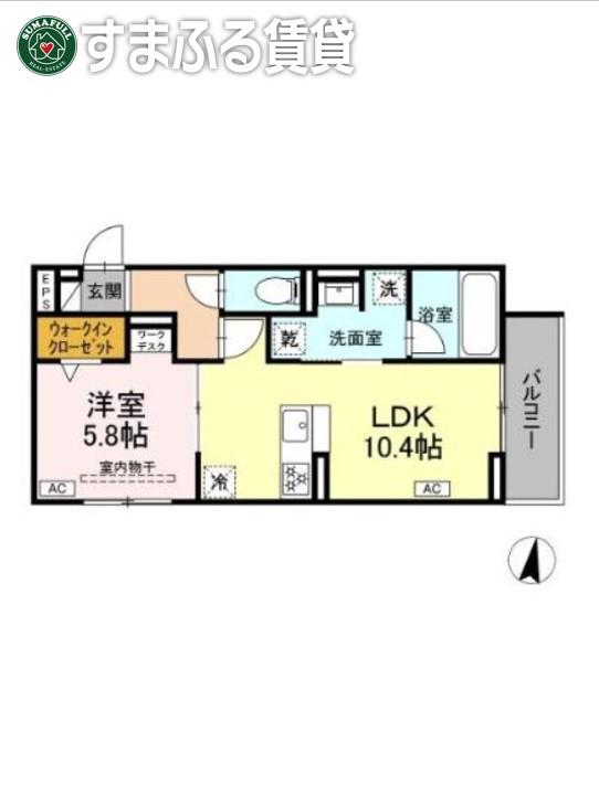 GRAND D-ROOM幸町(1LDK/2階)の間取り写真