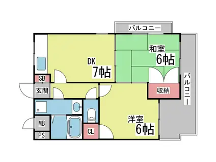 フローリアン住吉(2DK/2階)の間取り写真