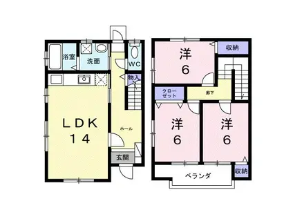 リードハイツ福部 A(3LDK/1階)の間取り写真
