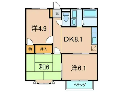 プラビーラコートV(3DK/2階)の間取り写真