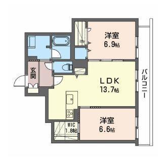 シティプラザ長者(2LDK/1階)の間取り写真