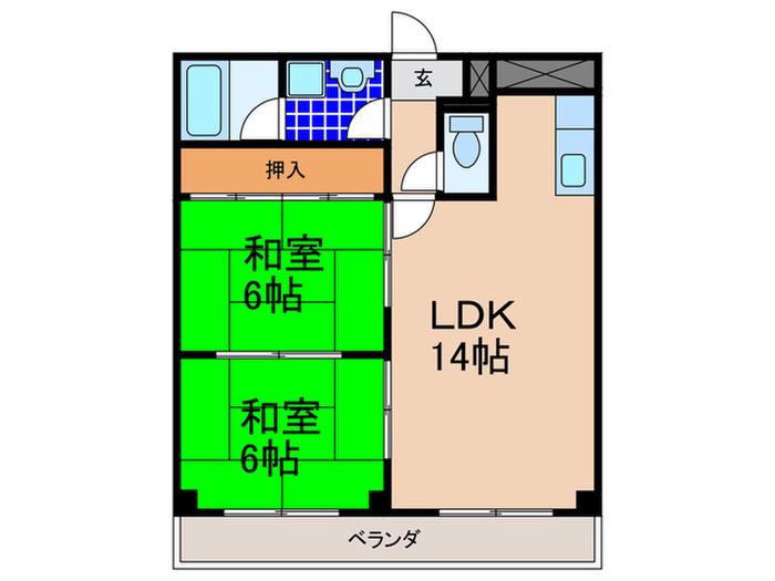 エステートサカイ(2LDK/1階)の間取り写真