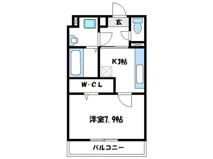 ミルフィーユ・ワイ(1K/2階)の間取り写真