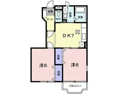 グランアムール(2DK/1階)の間取り写真