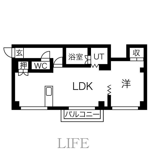 ソシアルコート札幌(1LDK/4階)の間取り写真