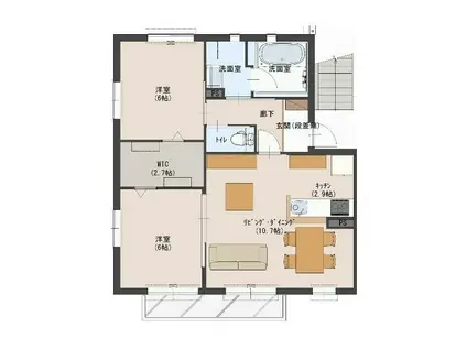 アルバート D(2LDK/1階)の間取り写真