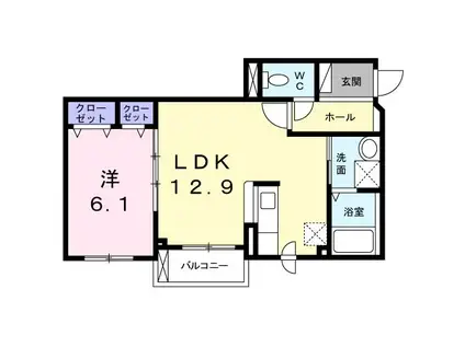 SUNPARK岩見沢(1LDK/2階)の間取り写真