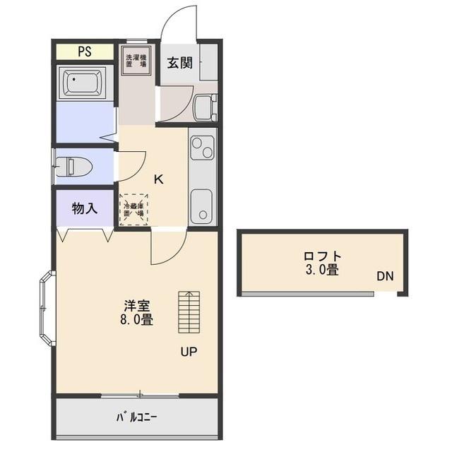堤ハイツII(1K/1階)の間取り写真
