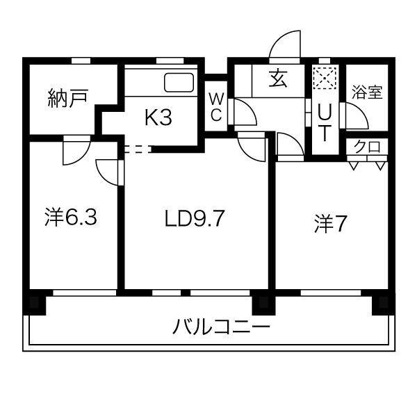 ユニオンハイツ愛(2LDK/3階)の間取り写真