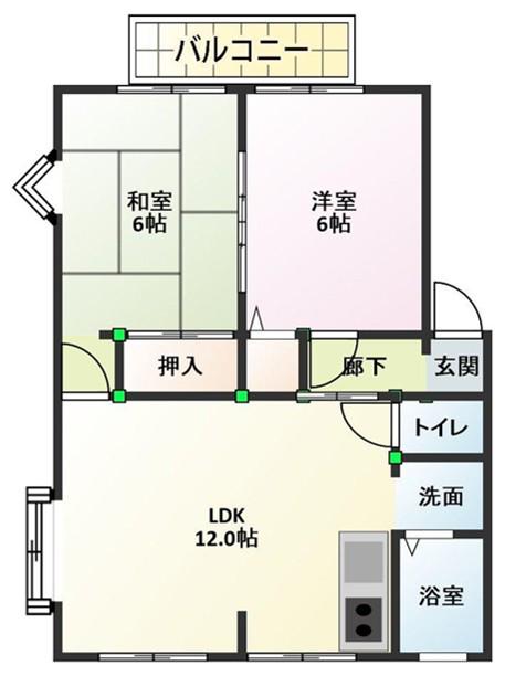 サンライフ蓮池I(2LDK/2階)の間取り写真