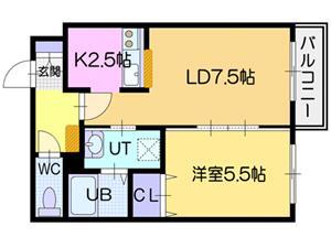 サンコート文京台(1LDK/3階)の間取り写真