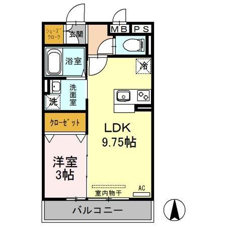 イースト・コート(1LDK/2階)の間取り写真