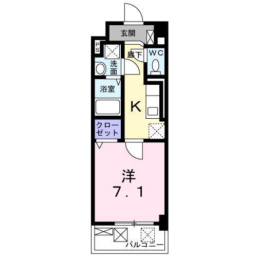 ハッピーメゾン VI(1K/3階)の間取り写真