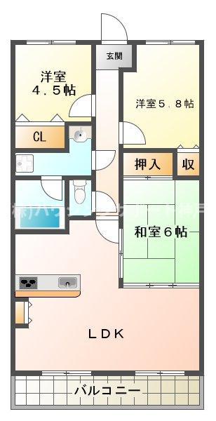 メルヴェーユ桃山台(3LDK/4階)の間取り写真
