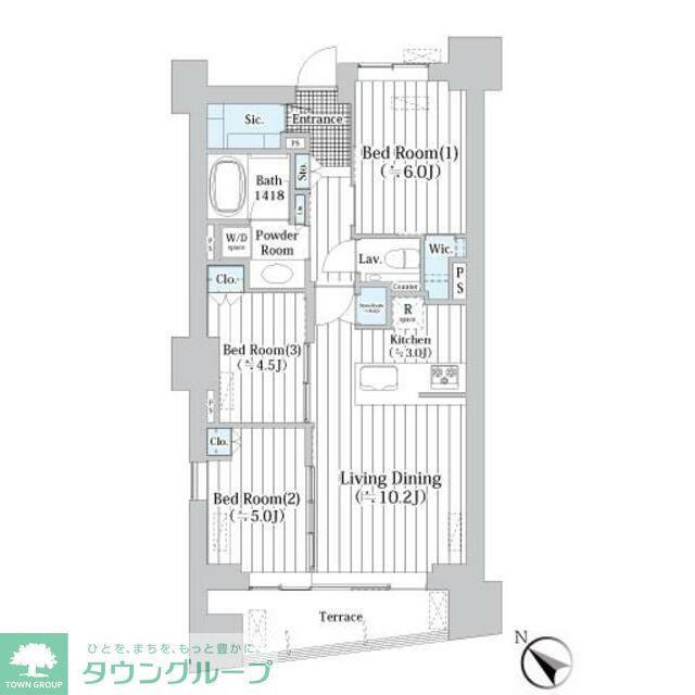 ザ・グランクラッセ日本橋イースト(3LDK/1階)の間取り写真