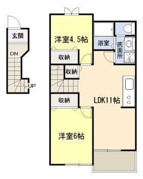 ドリームズカムトゥルー沓掛I(2LDK/2階)の間取り写真