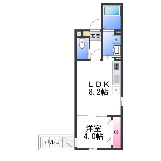 ALEGRIA北助松サウス(1LDK/3階)の間取り写真
