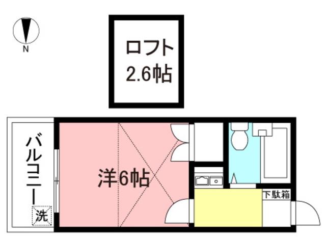 ポンデロッサ南幸町(1K/2階)の間取り写真