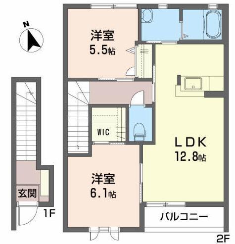 シャーメゾンS(2LDK/2階)の間取り写真