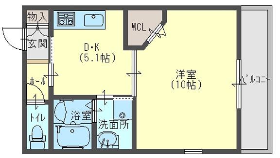 FUMOSE大領(1DK/3階)の間取り写真