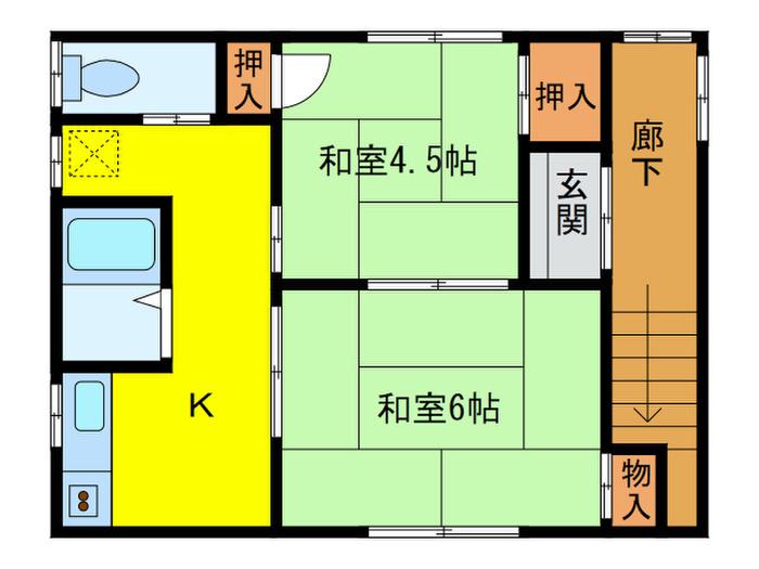 荒谷文化(2K/2階)の間取り写真