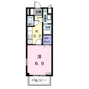 シャトー蓮池(1K/2階)の間取り写真
