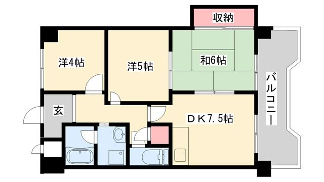 ロイヤルコーポ伊保(3DK/3階)の間取り写真