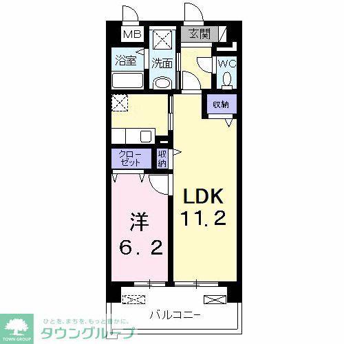 エクセルソフィア(1LDK/2階)の間取り写真