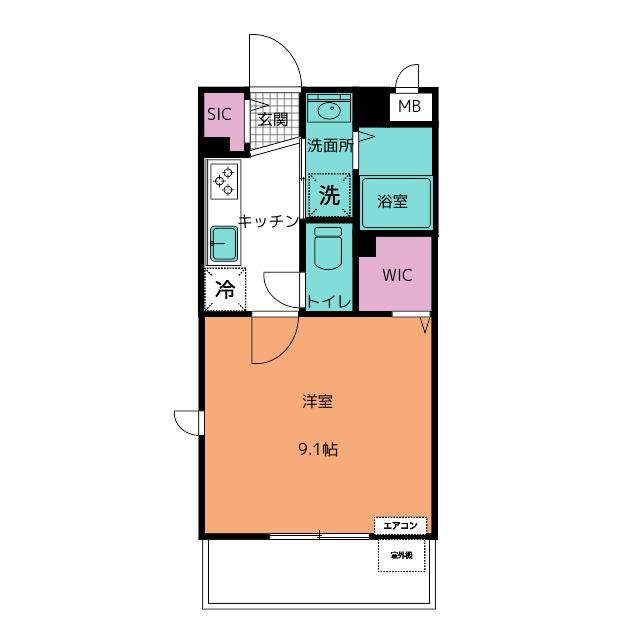 メゾンモンマルトル江場(1K/1階)の間取り写真