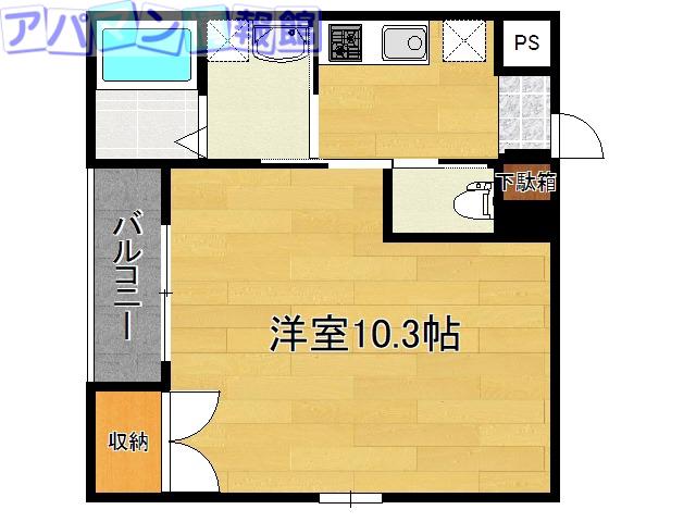 スリークォーターハウス女池(1K/2階)の間取り写真