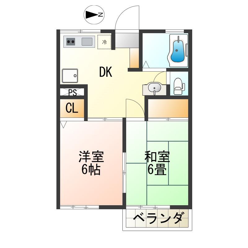 シティパレス(2DK/1階)の間取り写真