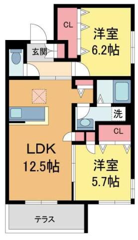 リラサーレ西宮えびす前(2LDK/3階)の間取り写真