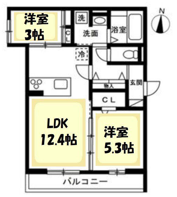 NOBLE RAFFINER 元町(2LDK/1階)の間取り写真