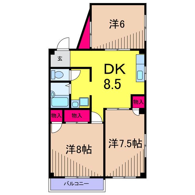 シントミプラザ綾瀬(3DK/2階)の間取り写真