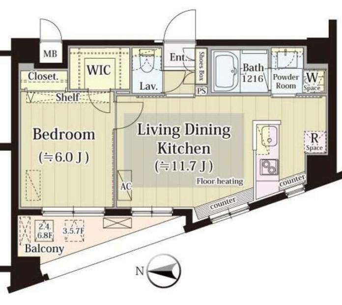 MIA CASA II(1LDK/4階)の間取り写真